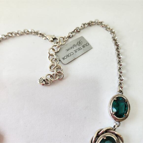 Brighton Radiant Green Teal Crystal Jeweled Flower Raindrop Necklace‎ NEW! - Picture 5 of 9